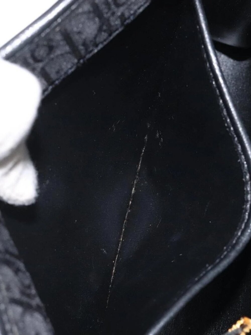 Christian Dior Trotter Canvas Shoulder Bag Black Gold Auth BA1830 - Picture 11 of 16